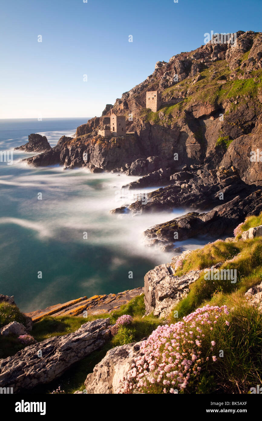 The remains of the Crown`s Shaft at Botallack Tin Mine, Cornwall, England, United Kingdom, Europe Stock Photo